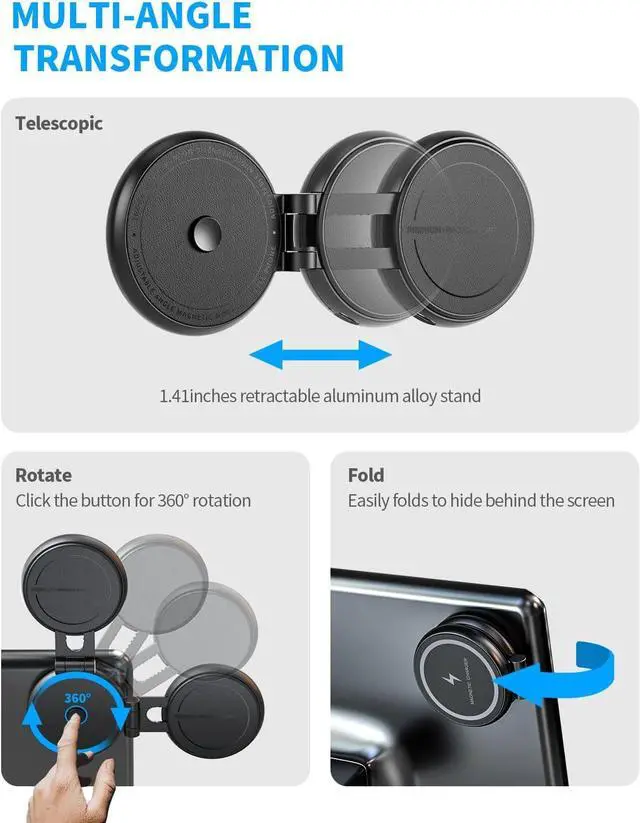Alt view image 5 of 7 - Fast Charging Wireless Car Charger Mount, Magnetic Foldable Car Phone Holder for Tesla Model 3/Y Designed for MagSafe Compatible with iPhone 12/13/14 Series