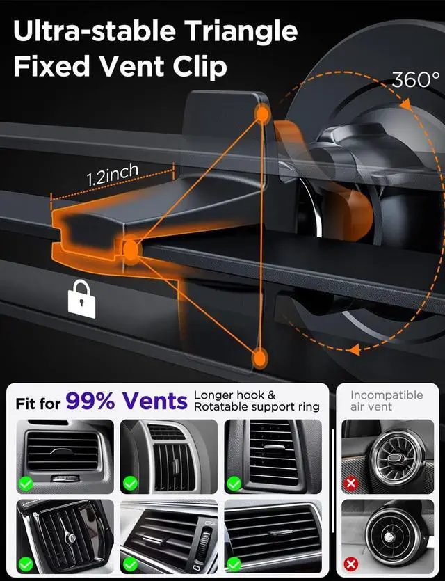 Alt view image 6 of 7 - for MagSafe Car Mount Charger, 15W Fast Charging Magnetic Wireless Car Charger Air Vent Dash Windshield Car Phone Holder Mount for iPhone 15/14/13/12 Series and MagSafe/Magnetic Cases