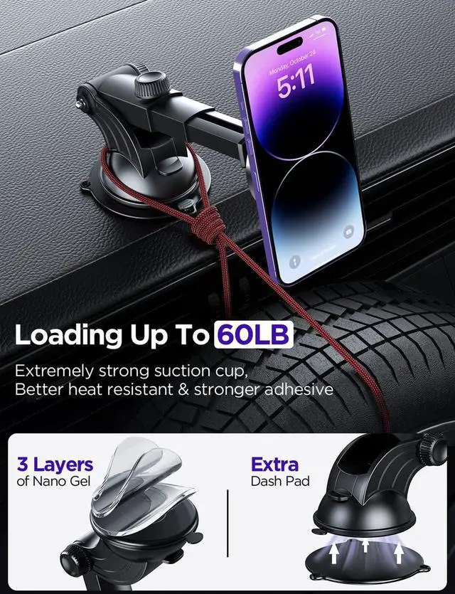Alt view image 5 of 7 - for MagSafe Car Mount Charger, 15W Fast Charging Magnetic Wireless Car Charger Air Vent Dash Windshield Car Phone Holder Mount for iPhone 15/14/13/12 Series and MagSafe/Magnetic Cases