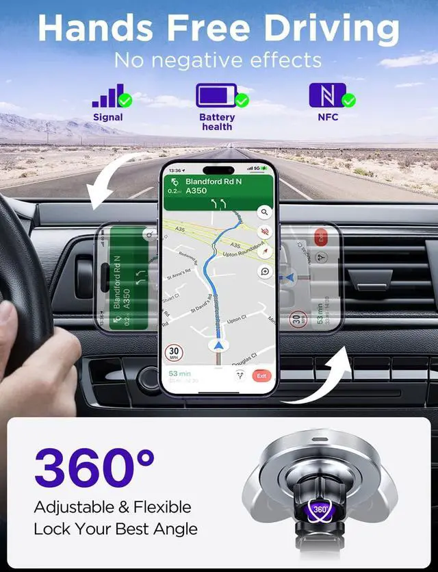 Alt view image 7 of 7 - for MagSafe Car Mount Charger, 15W Fast Charging Magnetic Wireless Car Charger Air Vent Dash Windshield Car Phone Holder Mount for iPhone 15/14/13/12 Series and MagSafe/Magnetic Cases