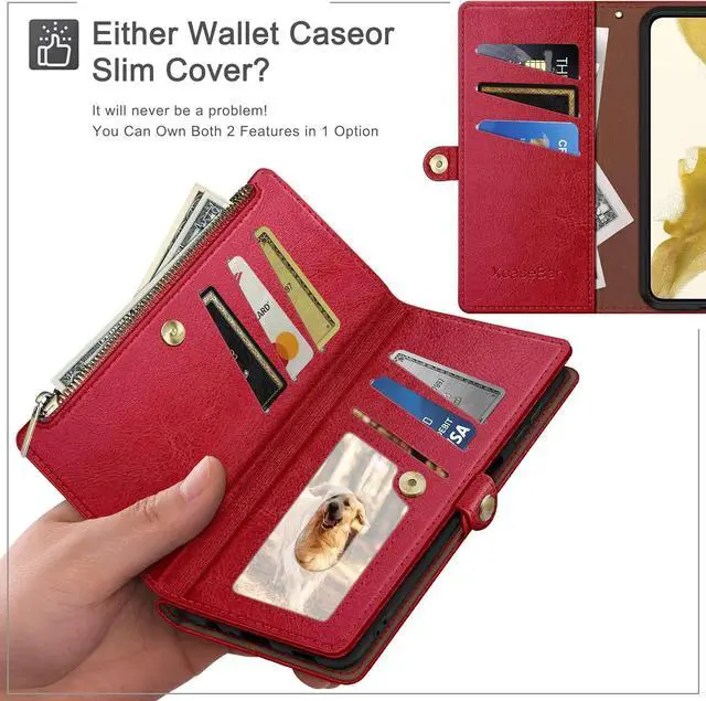 Alt view image 3 of 7 - compatible with iPhone 14 Pro Max 6.7 Wallet case with Zipper Credit Card HolderRFID Blocking Flip Folio Book PU Leather Phone case Shockproof Cover Men Women for  14 Pro Max case Red