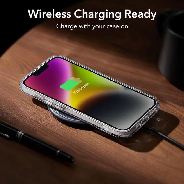 Alt view image 7 of 7 - ESR Metal Kickstand Case Compatible with iPhone 14 Case and iPhone 13 Case, 3 Stand Modes, Military-Grade Drop Protection, Supports Wireless Charging, Slim Back Cover with Patented Kickstand, Clear