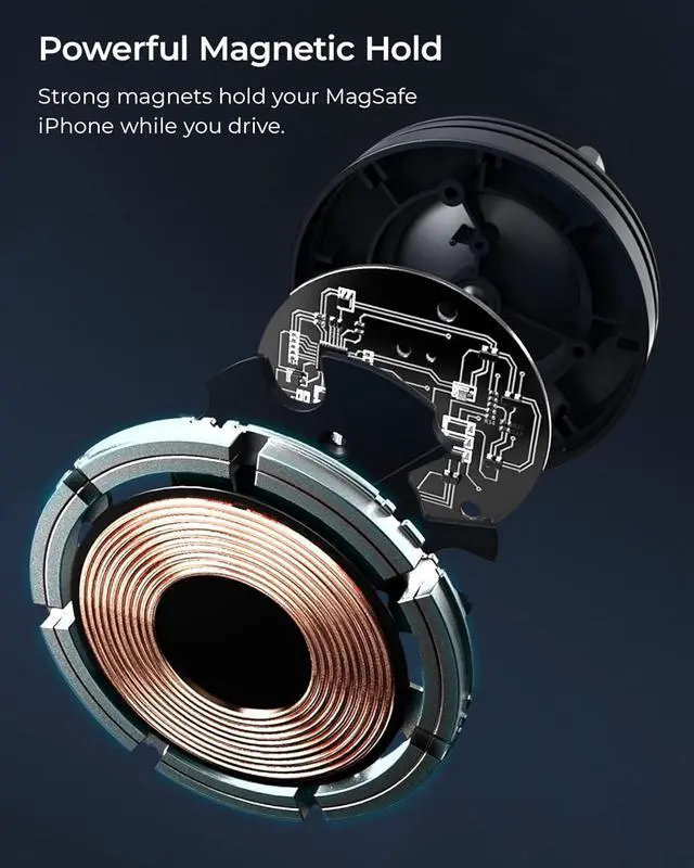 Alt view image 4 of 6 - iOttie Velox Mini MagSafe Compatible Air Vent Car Mount in Midnight Blue with Wireless Charging. Compatible with MagSafe iPhones Including iPhone 12/13/14/15/16 Series (Car Charger Not Included)