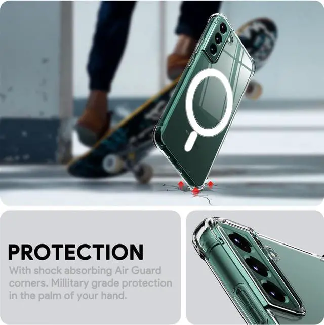 Alt view image 2 of 6 - KIOMY Case for Samsung Galaxy S22 5G Shockproof Bumper Protective Cover with Airbags Corners Hybrid Design Hard PC Back with Flexible TPU Frame Clear Clear Magnetic Compatible with Magsafe