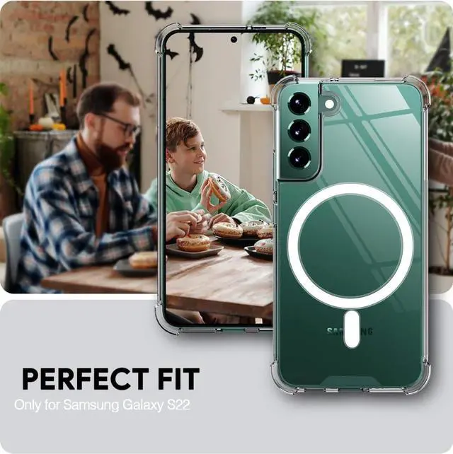 Alt view image 5 of 6 - KIOMY Case for Samsung Galaxy S22 5G Shockproof Bumper Protective Cover with Airbags Corners Hybrid Design Hard PC Back with Flexible TPU Frame Clear Clear Magnetic Compatible with Magsafe