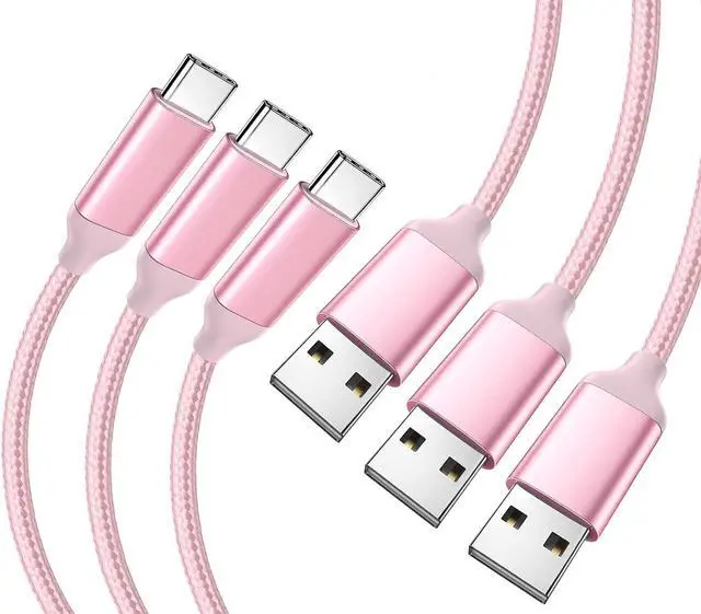 Main image of USB C Cable Pink 10 ft 3-Pack, Long Quick Charger Cord, Android Type C Fast Charging Cable for OnePlus Nord N200/N100, LG Stylo 6 5 4, Samsung Galaxy S10 S9 S8 A31, Note 9 Plus, Tab S6/S5e, Sony PS5
