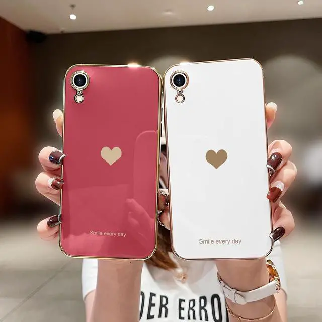 Alt view image 2 of 7 - Teageo Compatible with iPhone Xr Case for Women Girl Cute Love-Heart Luxury Bling Plating Soft Back Cover Raised Full Camera Protection Bumper Silicone Shockproof Phone Case for iPhone Xr,Bright Blush