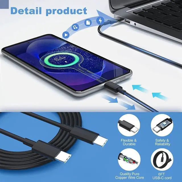 Alt view image 5 of 7 - 45W Samsung Charger Type C Super Fast Charging 2Pack USB C Android Charger for Samsung Galaxy S23 Ultra/S23/S23+/S22/S22 Ultra/+/S20/S21, i Phone 15 Charger, Galaxy Tab S7/S8,PD3.0,PPS,QC 4.0
