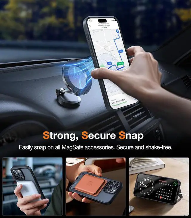 Alt view image 4 of 7 - TORRAS Strong Magnetic & Seamless Stand for iPhone 15 Pro Max Case, Fit for MagSafe, Mil-Grade Drop Protection, Adjustable Kickstand Phone Case for iPhone 15 Pro Max, Slim Frosted Matte Black