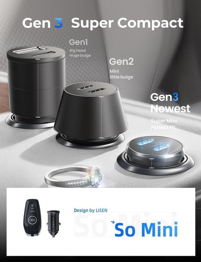 Alt view image 6 of 7 - 90W USB C Car Charger Fast Charging, Dual USB C Port PD 45W Cigarette Lighter Adapter USBC Car Charger iPhone, LISEN Super Fast Car Charger USB C with Lightning Cable & USB C Cable for iPhone 15