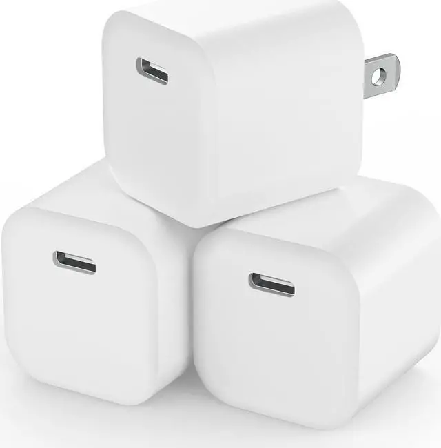 Main image of USB C Charger Block Phone Charger Power Adapter C Type Fast Charging Cube Wall Plug Compatible with iPhone 17 16 15 Pro Max 14 13 12 11 SE XR XS X 8 iPad Watch-White 3Pack