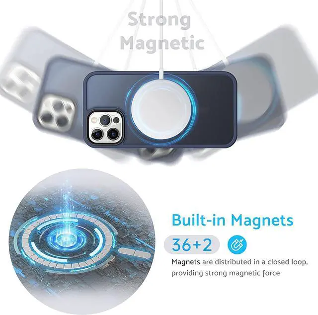 Alt view image 2 of 7 - Anqrp Designed for iPhone 12/12 Pro Case, [Compatible with Magsafe] Super Soft Silicone Translucent Phone Case Cover for iPhone 12 6.1 inch, Blue