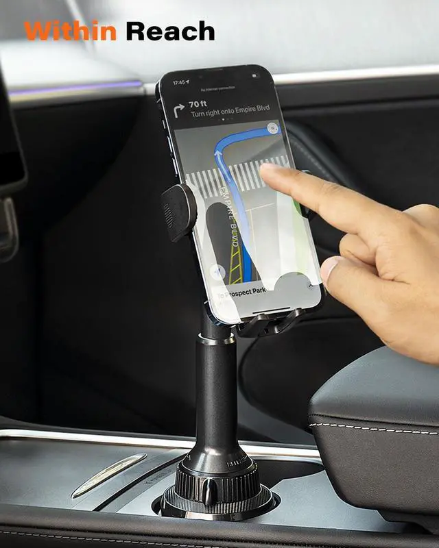 Alt view image 2 of 7 - APPS2Car Universal Car Cup Phone Holder | Quick Extension Long Arm | 360° Swivel | Adjustable for iPhone, Samsung, Google, and All Smartphones | Stable & No Shake Design
