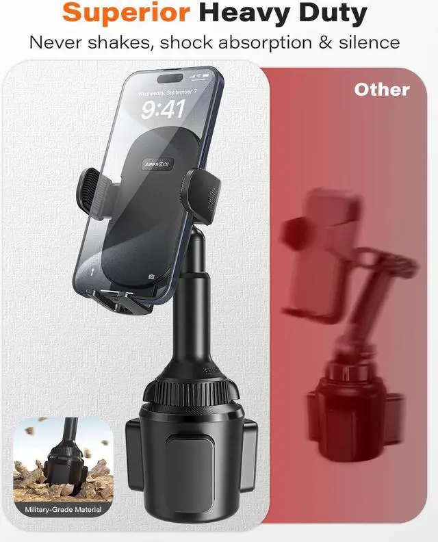 Alt view image 4 of 7 - APPS2Car Universal Car Cup Phone Holder | Quick Extension Long Arm | 360° Swivel | Adjustable for iPhone, Samsung, Google, and All Smartphones | Stable & No Shake Design