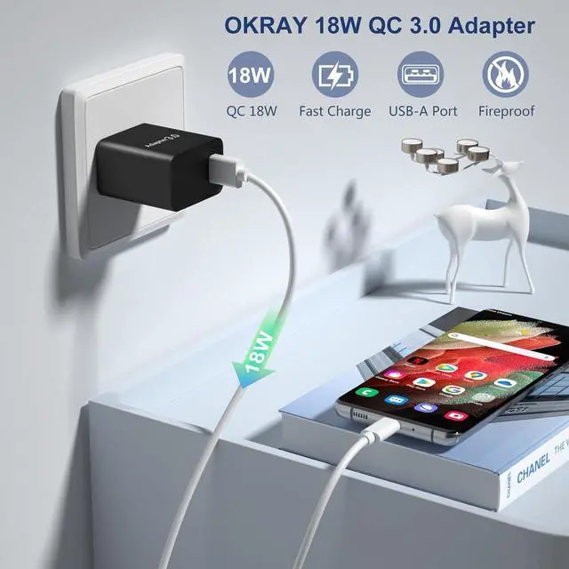 Alt view image 3 of 7 - USB Charger Block 5pack, OKRAY 18W Fast Charging 3.0 Quick Charge USB Wall Plug Type A Box Travel Power Adapter for Wireless Charger, Samsung Galaxy S25 S24 A16 A15, iPad, iPhone 16 15 14 13 12 11 XR