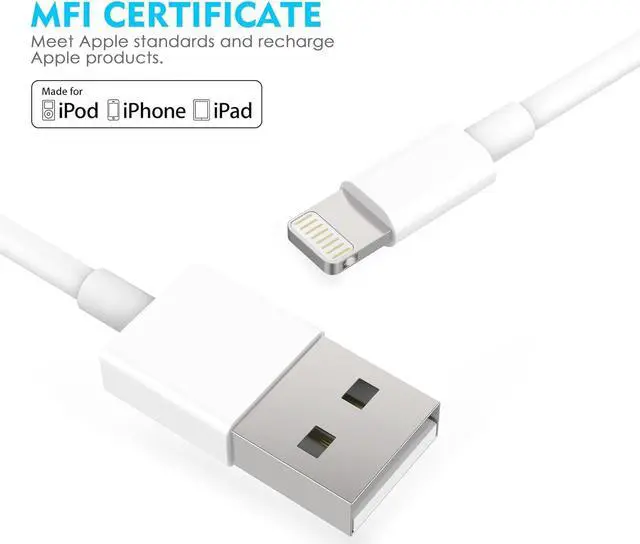 Alt view image 5 of 7 - Dual Port Wall Charger Plug with 5-Feet Cable Charge Sync Compatible with iPhone 14/14 Pro Max/13/12/12 Mini/11/X/8/8 Plus/7/6/5 iPods iPads Airpods (2-Packs)(Black) (White)