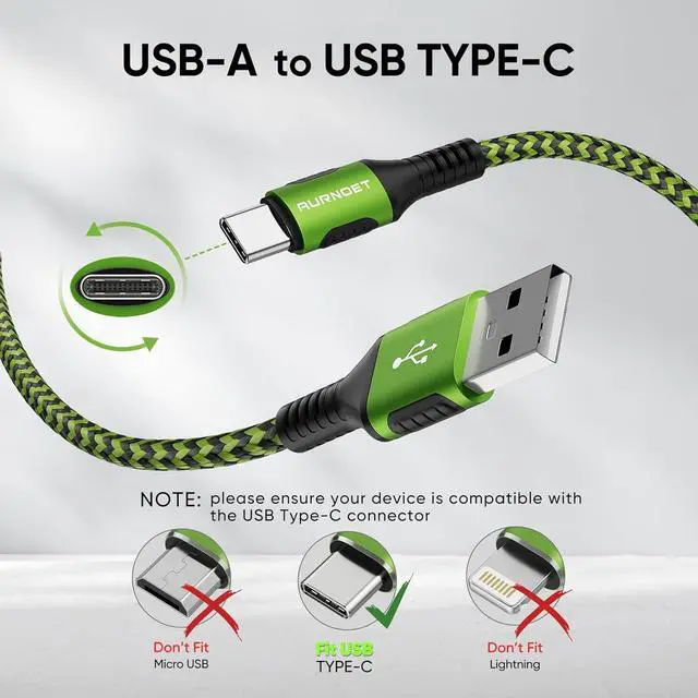 Alt view image 2 of 7 - USB C Cable 4pack 6ft Type C Charger Nylon Braided USB C Charger Cord Fast Charging Cable for Samsung Galaxy S21 S20 S10 Plus Note 10 LG Google Pixel Moto etc