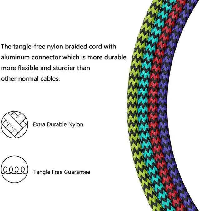 Alt view image 4 of 7 - USB C Cable 4pack 6ft Type C Charger Nylon Braided USB C Charger Cord Fast Charging Cable for Samsung Galaxy S21 S20 S10 Plus Note 10 LG Google Pixel Moto etc