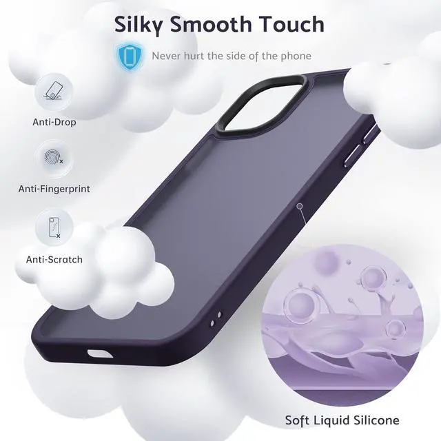 Alt view image 4 of 7 - Anqrp Designed for iPhone 11 Pro Case, [Support Wireless Charging] Soft Silicone Slim Anti-Scratch Phone Case for iPhone 11 Pro 5.8 inch, Dark Purple