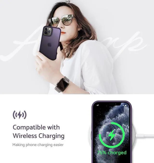 Alt view image 6 of 7 - Anqrp Designed for iPhone 11 Pro Case, [Support Wireless Charging] Soft Silicone Slim Anti-Scratch Phone Case for iPhone 11 Pro 5.8 inch, Dark Purple