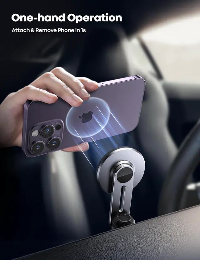 Alt view image 4 of 7 - Lamicall for MagSafe Car Mount - Upgraded-2nd Generation [20 Strong Magnets] Magnetic Phone Holder Car - Air Vent Car Phone Holder Mount for iPhone 16 15 14 13 12 Pro Plus Max Mini Mag Safe Case