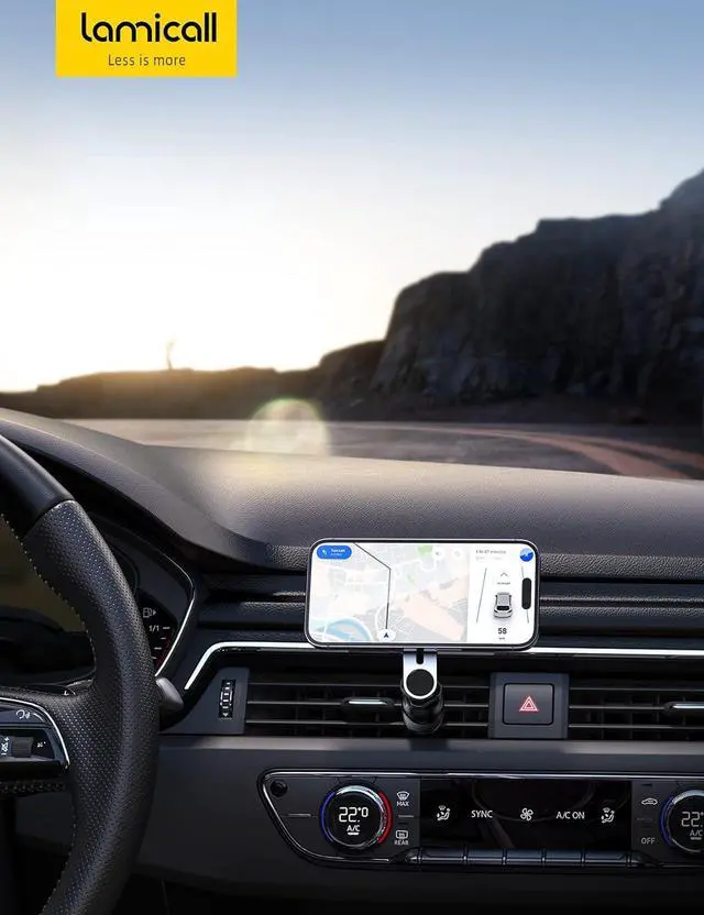 Alt view image 7 of 7 - Lamicall for MagSafe Car Mount - Upgraded-2nd Generation [20 Strong Magnets] Magnetic Phone Holder Car - Air Vent Car Phone Holder Mount for iPhone 16 15 14 13 12 Pro Plus Max Mini Mag Safe Case