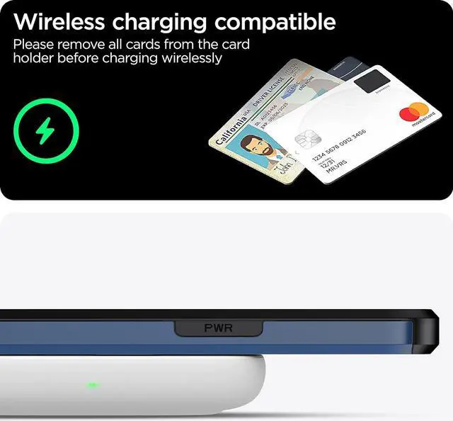 Alt view image 5 of 7 - harusaki Compatible with Both iPhone 13/14 Case with Hidden Card Holder - Wireless Charging Compatible iPhone 13/14 Wallet Case for Men and Women (Blue)