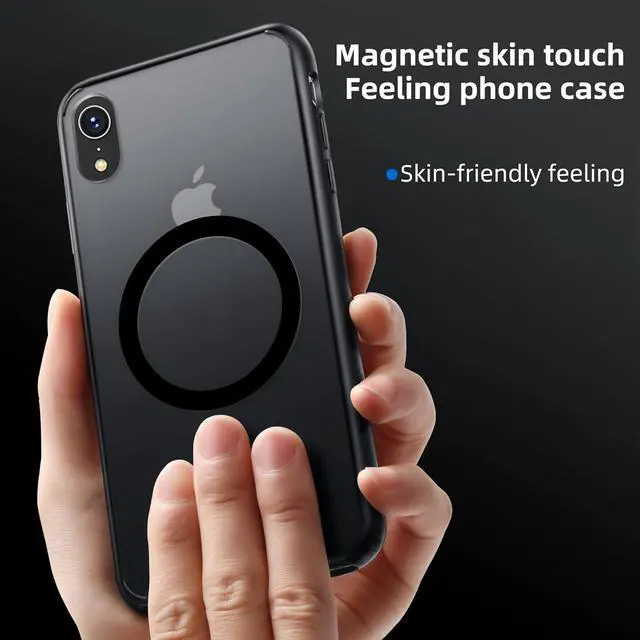 Alt view image 5 of 5 - Strong Magnetic Black for iPhone XR Case [Compatible with MagSafe] [Military Grade Drop Tested] Slim Protective Translucent Matte Case with Soft Edges Compatible for 6.1 Inch, Black