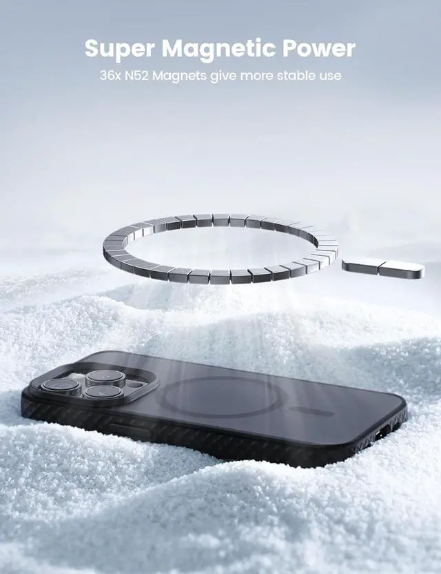 Alt view image 3 of 7 - Lamicall Magnetic Case for iPhone 15 Pro, for Magsafe - [Diamond Textured Anti-Slip Edge] [Military Grade Shockproof Protection] Translucent Hard Slim Magnet Protective Cover for iPhone 15 Pro