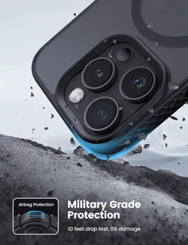 Alt view image 6 of 7 - Lamicall Magnetic Case for iPhone 15 Pro, for Magsafe - [Diamond Textured Anti-Slip Edge] [Military Grade Shockproof Protection] Translucent Hard Slim Magnet Protective Cover for iPhone 15 Pro