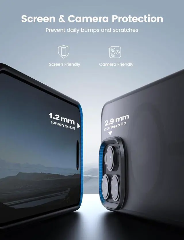 Alt view image 5 of 7 - Lamicall Magnetic Case for iPhone 15 Pro, for Magsafe - [Diamond Textured Anti-Slip Edge] [Military Grade Shockproof Protection] Translucent Hard Slim Magnet Protective Cover for iPhone 15 Pro