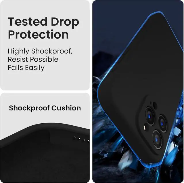 Alt view image 4 of 6 - FireNova Designed for iPhone 15 Pro Case, Silicone Upgraded [Camera Protection] Phone Case with [2 Screen Protectors], Soft Anti-Scratch Microfiber Lining Inside, 6.1 inch, Black