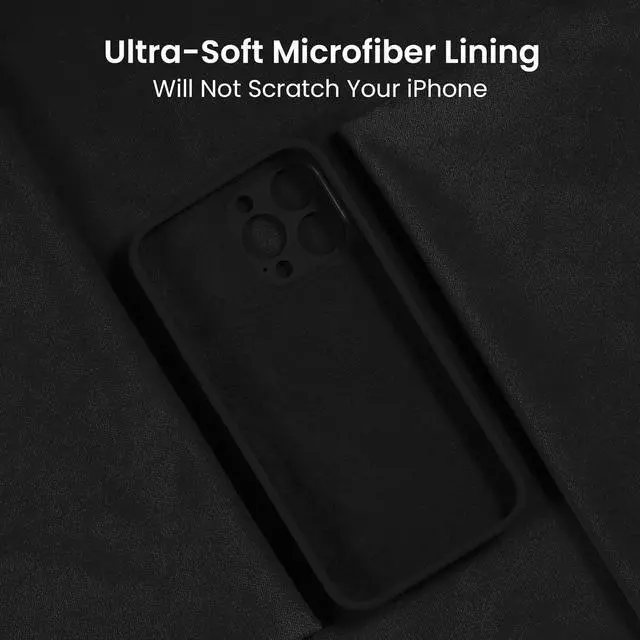 Alt view image 5 of 6 - FireNova Designed for iPhone 15 Pro Case, Silicone Upgraded [Camera Protection] Phone Case with [2 Screen Protectors], Soft Anti-Scratch Microfiber Lining Inside, 6.1 inch, Black