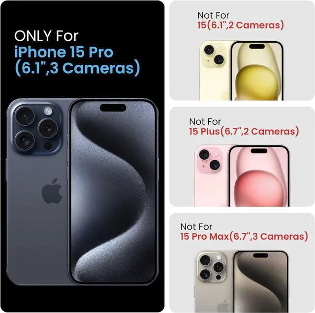 Alt view image 6 of 6 - FireNova Designed for iPhone 15 Pro Case, Silicone Upgraded [Camera Protection] Phone Case with [2 Screen Protectors], Soft Anti-Scratch Microfiber Lining Inside, 6.1 inch, Black