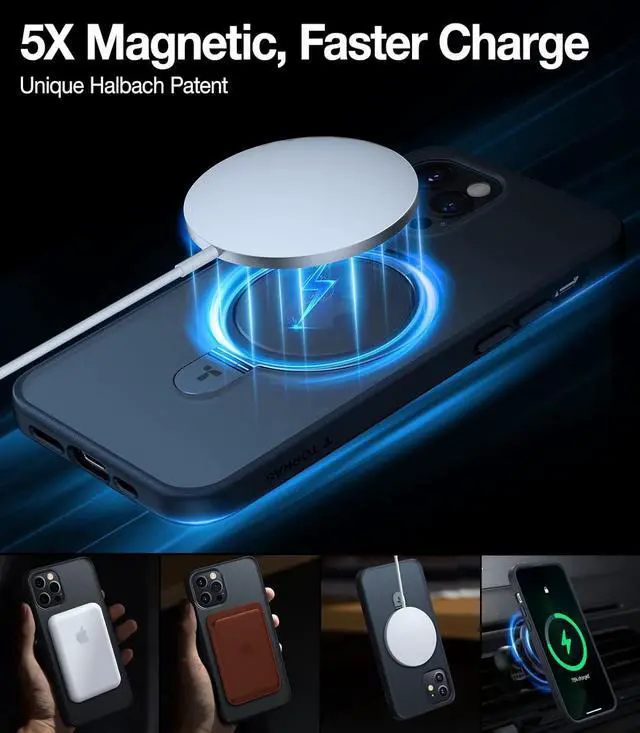 Alt view image 2 of 7 - TORRAS Magnetic UPRO Ostand Designed for iPhone 12 Case iPhone 12 Pro Case, Compatible with Magsafe, iPhone 12 Phone Case with Stand, MIL Grade Shockproof Back Slim Protective 12 Pro Phone Case, Black