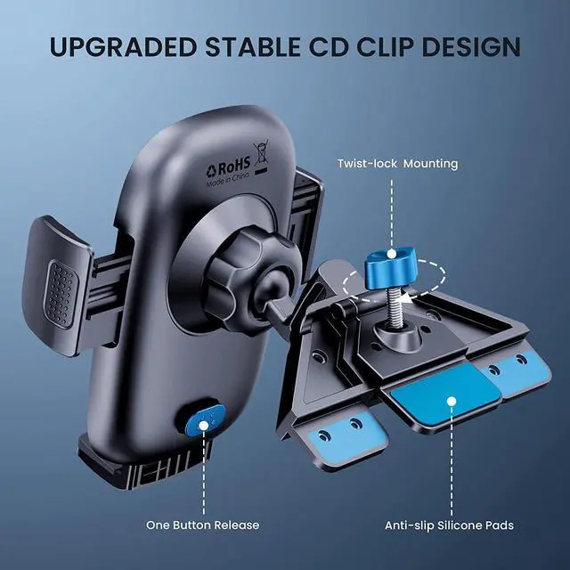 Alt view image 2 of 6 - TICILFO Phone Mount for Car Phone Holder Mount Upgraded Metal CD Slot Phone Holder Car Cell Phone Holder Thick Cases Friendly iPhone Holder for Car Mount for CD Player Fit for All iPhone Smartphone