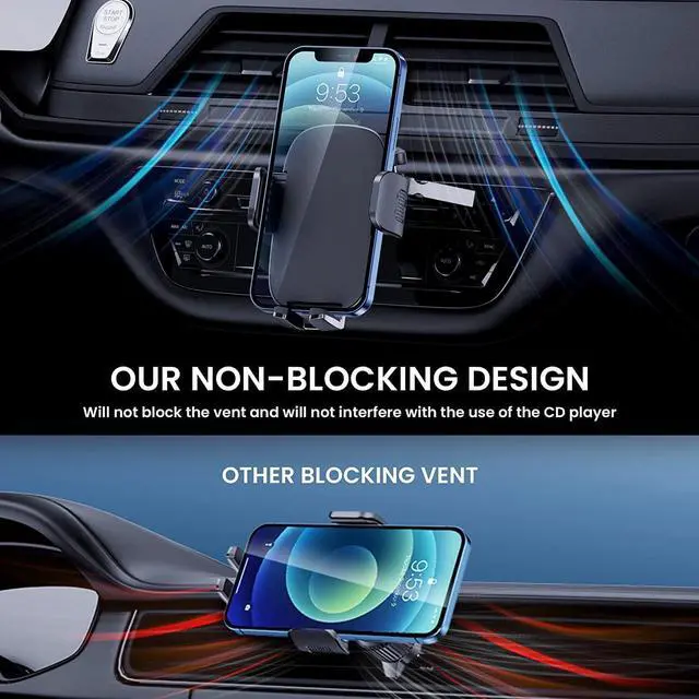 Alt view image 4 of 6 - TICILFO Phone Mount for Car Phone Holder Mount Upgraded Metal CD Slot Phone Holder Car Cell Phone Holder Thick Cases Friendly iPhone Holder for Car Mount for CD Player Fit for All iPhone Smartphone
