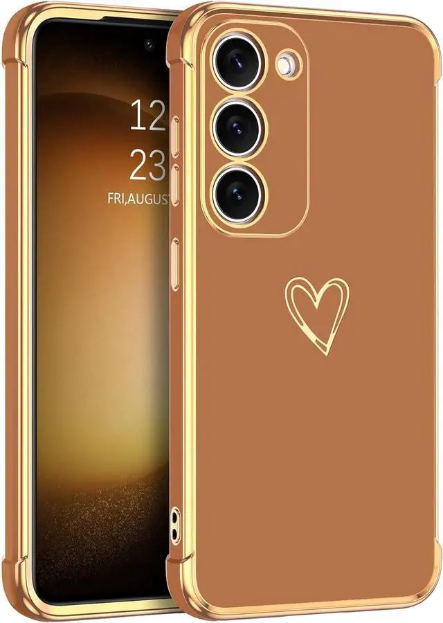 Main image of BENTOBEN Samsung Galaxy S23 Case, Cute Heart Pattern Slim S23 Case, Soft Flexible Shockproof TPU Bumper Women Girl Non-Slip Lightweight Phone Cover Charging Case for Samsung S23 6.1" 2023, Brown
