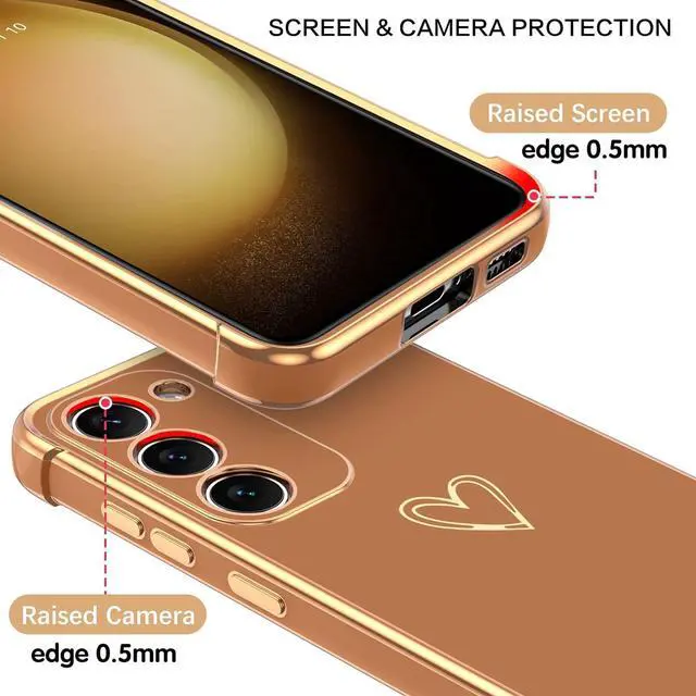 Alt view image 5 of 7 - BENTOBEN Samsung Galaxy S23 Case, Cute Heart Pattern Slim S23 Case, Soft Flexible Shockproof TPU Bumper Women Girl Non-Slip Lightweight Phone Cover Charging Case for Samsung S23 6.1" 2023, Brown