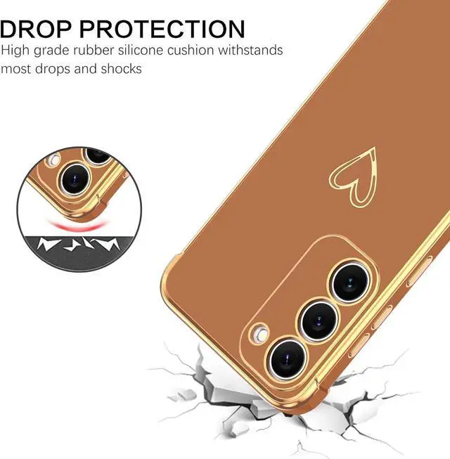 Alt view image 4 of 7 - BENTOBEN Samsung Galaxy S23 Case, Cute Heart Pattern Slim S23 Case, Soft Flexible Shockproof TPU Bumper Women Girl Non-Slip Lightweight Phone Cover Charging Case for Samsung S23 6.1" 2023, Brown