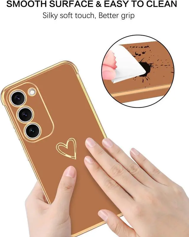 Alt view image 6 of 7 - BENTOBEN Samsung Galaxy S23 Case, Cute Heart Pattern Slim S23 Case, Soft Flexible Shockproof TPU Bumper Women Girl Non-Slip Lightweight Phone Cover Charging Case for Samsung S23 6.1" 2023, Brown