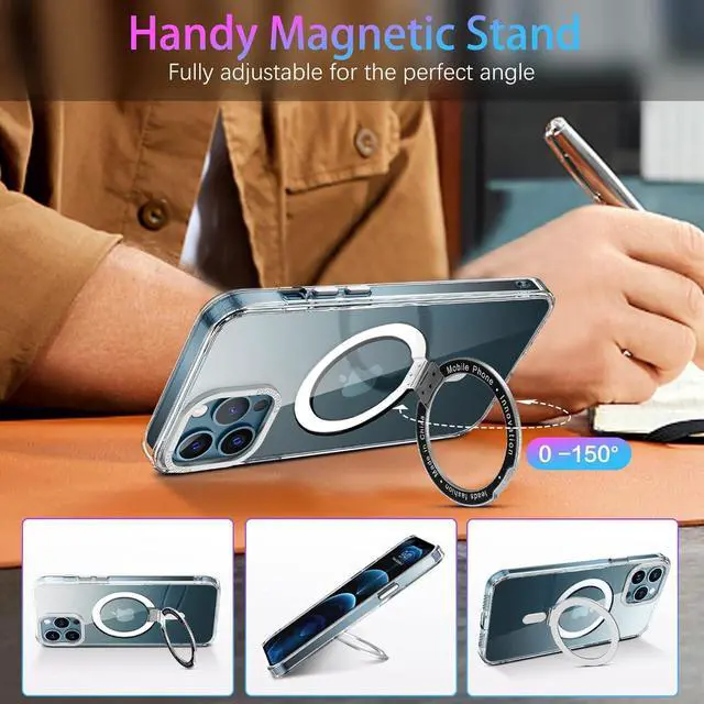 Alt view image 2 of 7 - DUEDUE for iPhone 12 Case, iPhone 12 Pro Magnetic Case with Invisible Stand [Compatible with Magsafe], Clear Protective Cover Transparent Shockproof Phone Case for iPhone 12/12 Pro 6.1", Clear