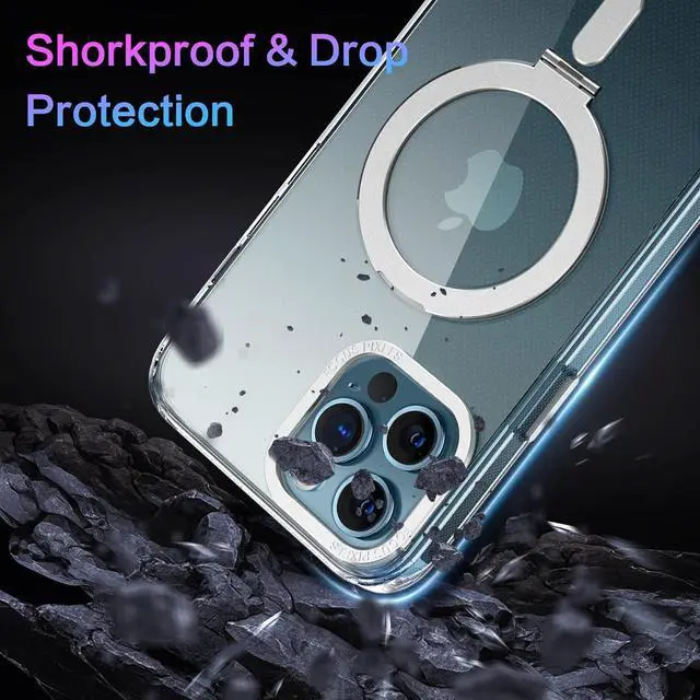 Alt view image 4 of 7 - DUEDUE for iPhone 12 Case, iPhone 12 Pro Magnetic Case with Invisible Stand [Compatible with Magsafe], Clear Protective Cover Transparent Shockproof Phone Case for iPhone 12/12 Pro 6.1", Clear