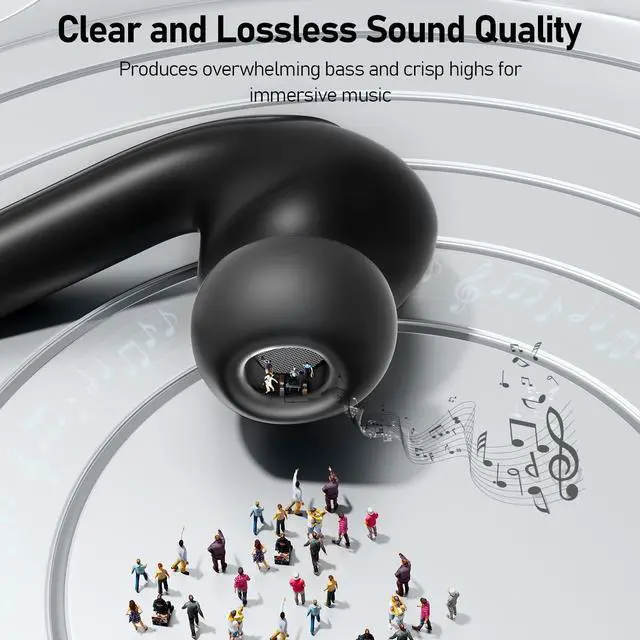 Alt view image 2 of 7 - Wireless Earbuds, Bluetooth Headphones 5.3 with LED Power Display Charging Case,True Wireless Earphones Deep Bass Stereo Sound TWS Microphone, IP67Waterproof for Sleep Sport Workout GamBlack
