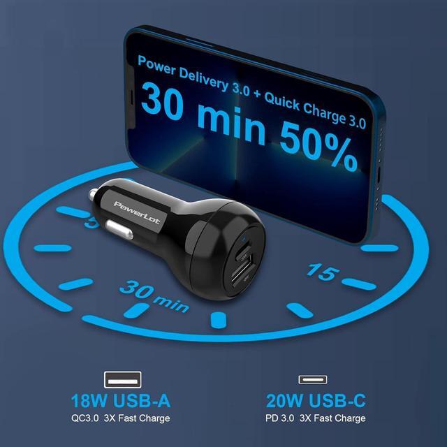 Alt view image 2 of 6 - USB C Car Charger Adapter, 12V Car Charger Multi Port, 38W 2 Port Car Charger, PD 20W& QC 18W Cigarette Lighter Adapter, USB C Car Plug Fast Charging iPhone 14/13/12, iPad Air/Pro, S20/S10, Note 21/20
