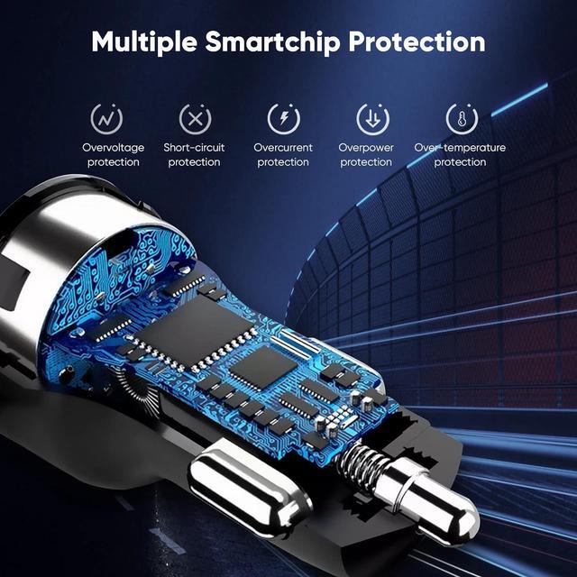 Alt view image 5 of 6 - USB C Car Charger Adapter, 12V Car Charger Multi Port, 38W 2 Port Car Charger, PD 20W& QC 18W Cigarette Lighter Adapter, USB C Car Plug Fast Charging iPhone 14/13/12, iPad Air/Pro, S20/S10, Note 21/20