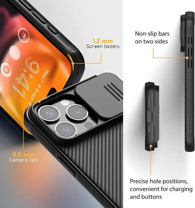 Alt view image 4 of 7 - Nillkin for iPhone 15 Pro Max Magnetic Case with Camera Cover, CamShield Pro 15 Pro Max 5G Case 6.7, Black