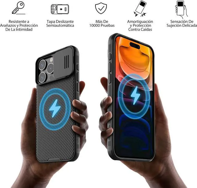 Alt view image 7 of 7 - Nillkin for iPhone 15 Pro Max Magnetic Case with Camera Cover, CamShield Pro 15 Pro Max 5G Case 6.7, Black