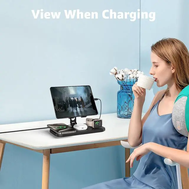 Alt view image 5 of 7 - Wireless Charger 4 in 1 for Apple Charging Station for iPhone 15 Pro Max/14/13 Series, AirPods Pro 2, iPad Stand, Watch Charger for iWatch Series 9/8/7, Wireless Charging Station for Multiple Devices