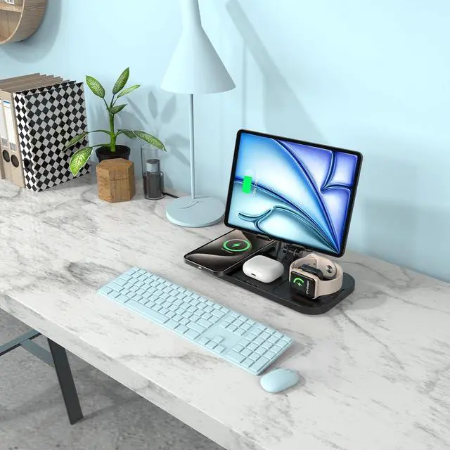 Alt view image 6 of 7 - Wireless Charger 4 in 1 for Apple Charging Station for iPhone 15 Pro Max/14/13 Series, AirPods Pro 2, iPad Stand, Watch Charger for iWatch Series 9/8/7, Wireless Charging Station for Multiple Devices